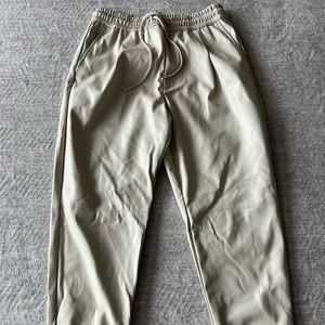 ZARA cream leather joggers